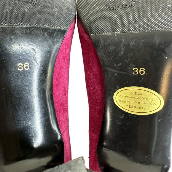 Vintage Saint Laurent YSL Pump Shoes Purple Sz US 6 EU 36 Stud Details Point Toe - Picture 10 of 16